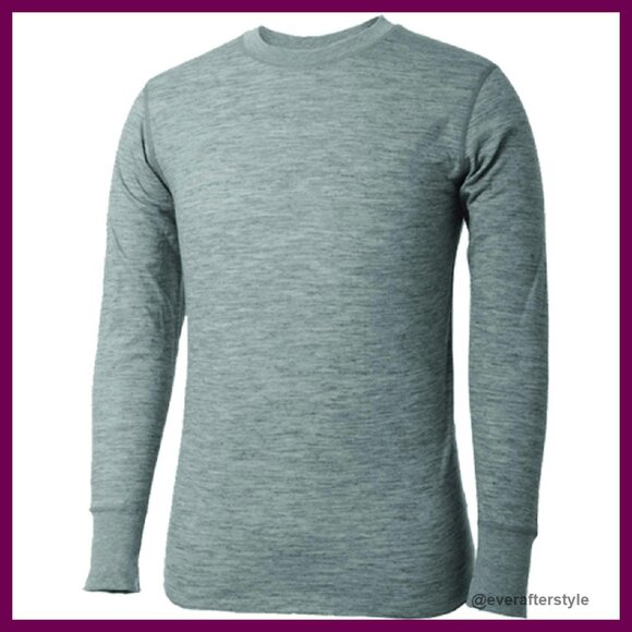 Merino Wool Long Sleeve Crew Active Base Layer Classic Fit Outdoor